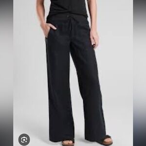 Athleta Cabo Wide Leg Linen Pants Black size large
